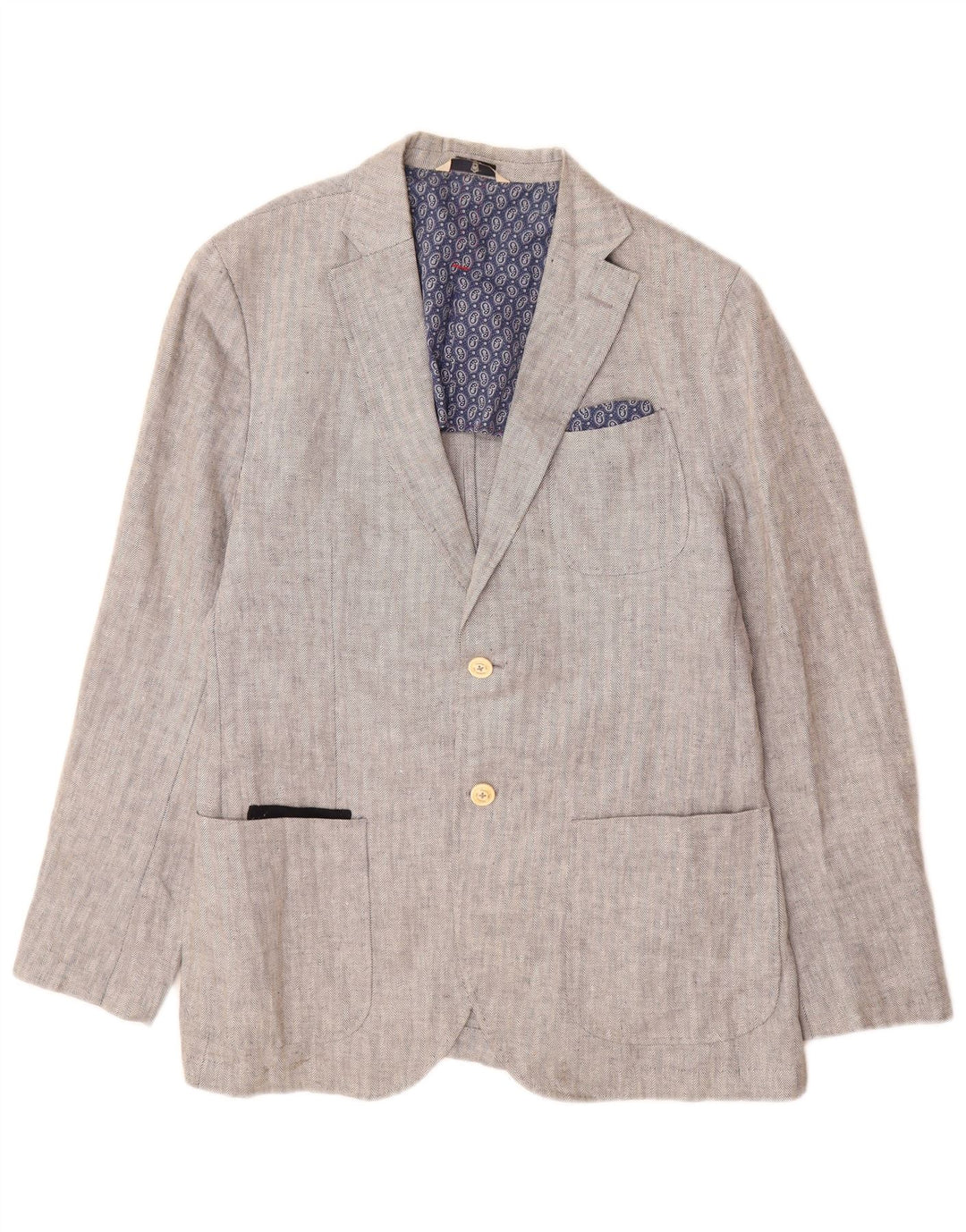 Massimo Dutti Herre 2-knaps blazerjakke EU 52 Stor grå sildeben