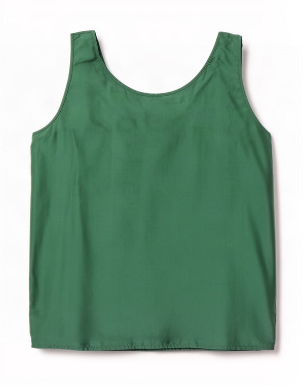 Blusa feminina vintage sem mangas Top UK 22 3XL seda verde