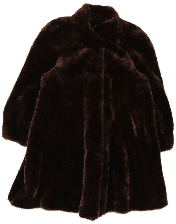 Couture Helene Womens Oversized Faux Fur Overcoat UK 16 Large Brown