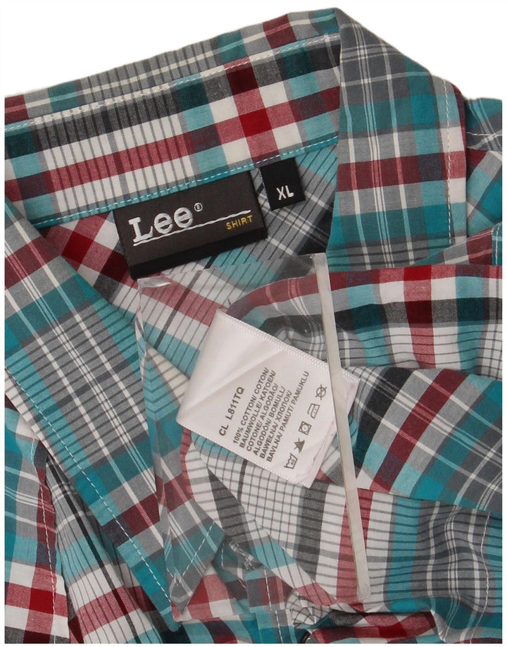Camicia in flanella da uomo Lee XL in cotone a quadri multicolore