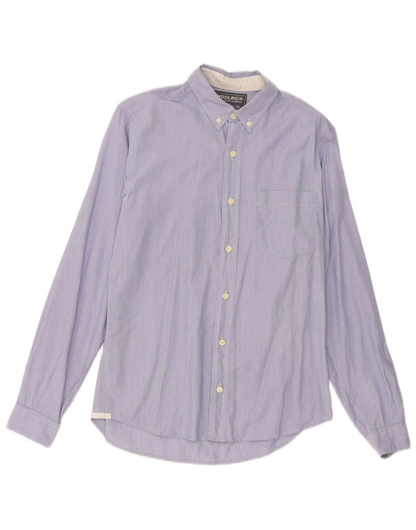 Woolrich Mens Shirt Small Blue Pinstripe Cotton
