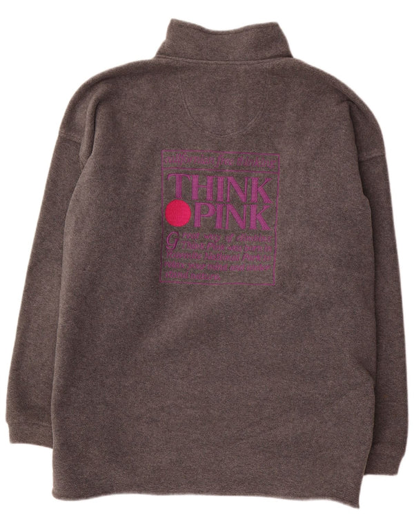 Think Pink Pull polaire surdimensionné à col zippé pour femme UK 18 XL Gris