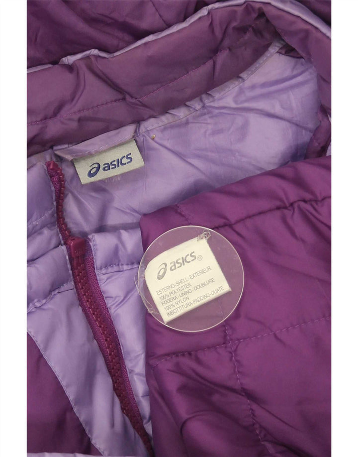 Giacca imbottita con cappuccio da donna Asics UK 10 Small Viola Poliestere
