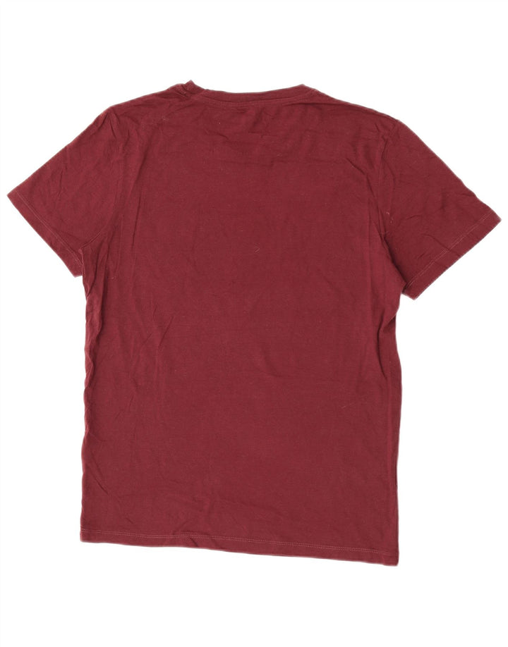 Jack & Jones Mens Graphic T-Shirt Top Medium Maroon Cotton