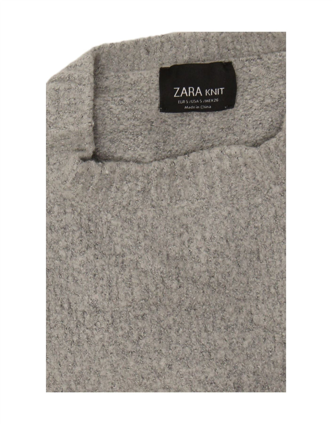 Zara Womens Oversized Crew Neck Jumper Sweater UK 10 Small Grey