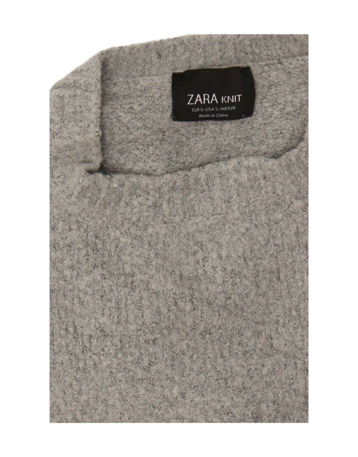 Zara Womens Oversized Crew Neck Jumper Sweater UK 10 Small Grey