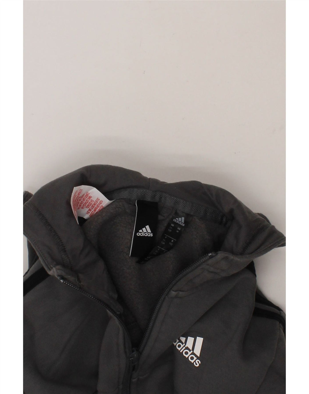 ADIDAS Boys Zip Hoodie Sweater 11-12 Years Grey Cotton Vintage Adidas and Second-Hand Adidas from Messina Hembry 