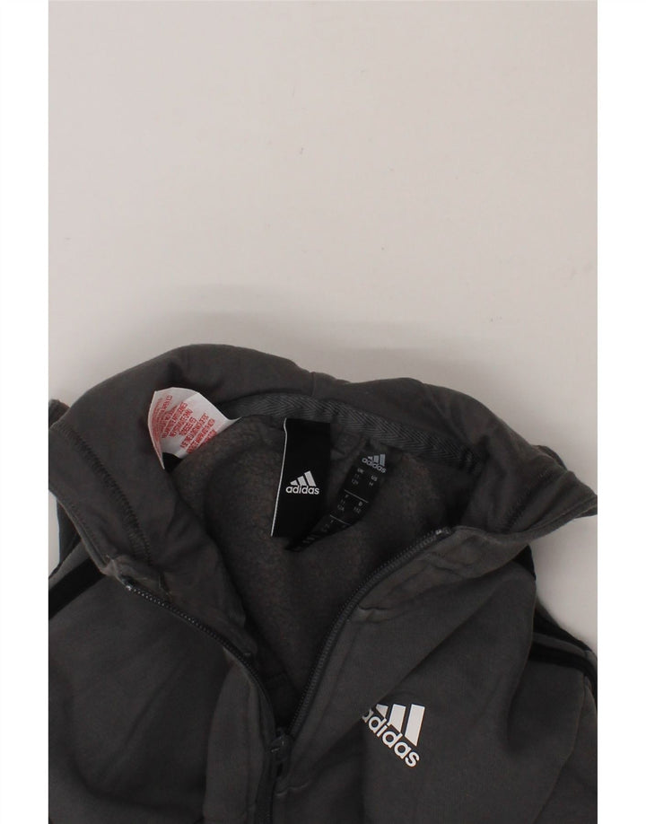 ADIDAS Boys Zip Hoodie Sweater 11-12 Years Grey Cotton Vintage Adidas and Second-Hand Adidas from Messina Hembry 
