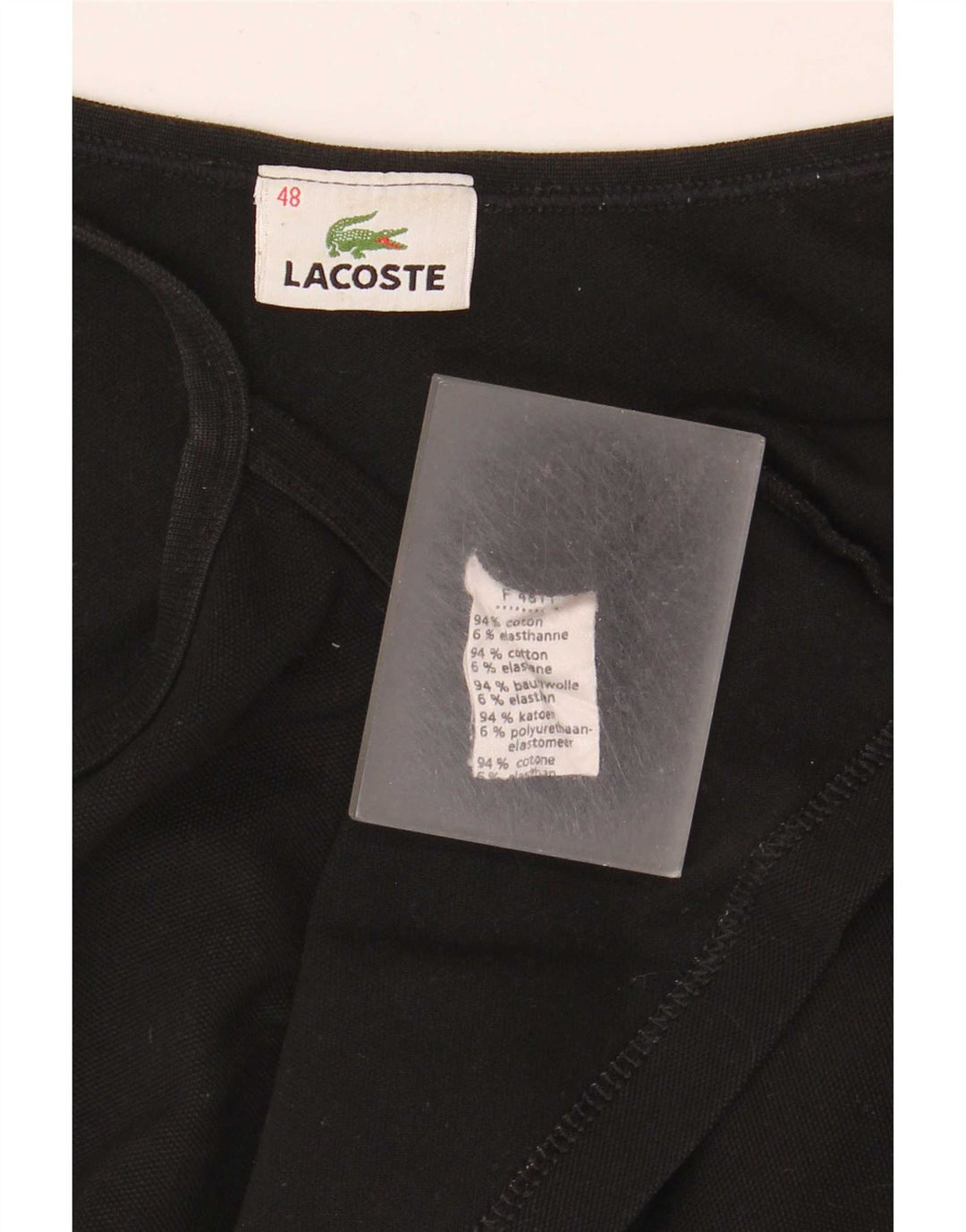 Top damski Lacoste na ramiączkach, rozmiar 48 XL, czarna bawełna