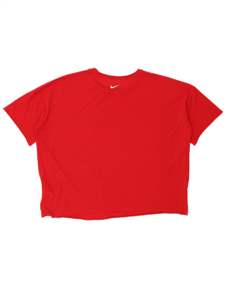 Nike Womens Dri Fit Crop Oversized Graphic T-Shirt Top UK 14 Medium Red