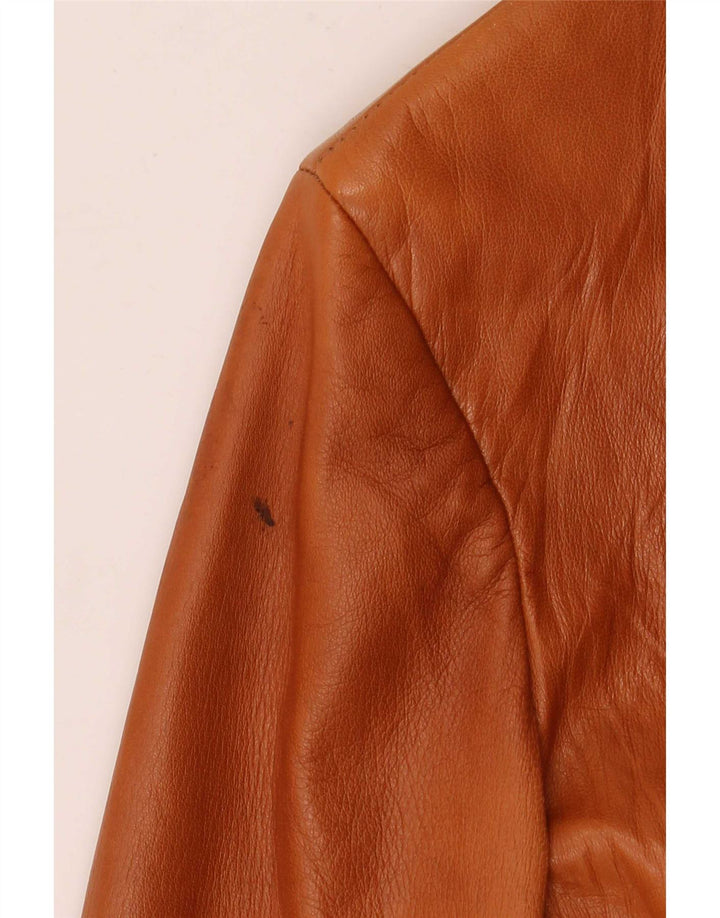 Atos Lombardini Womens 3 Button Leather Blazer Jacket IT 46 Large Brown