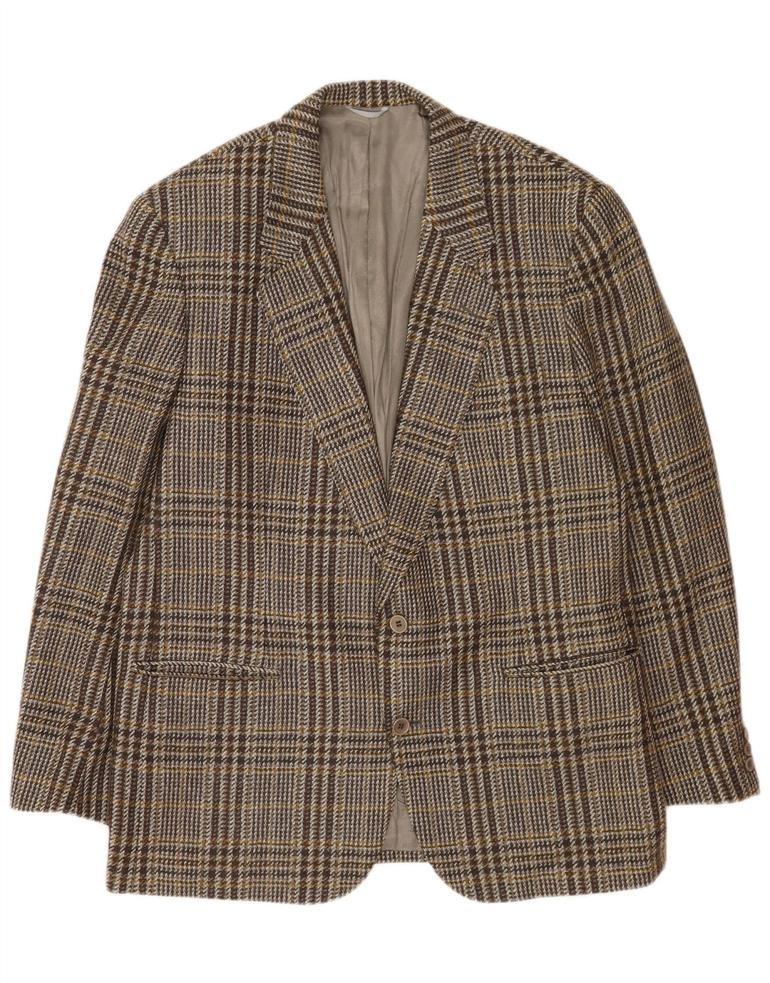 Yves Saint Laurent Herre 2-knaps blazerjakke IT 54 2XL Grå ternet uld