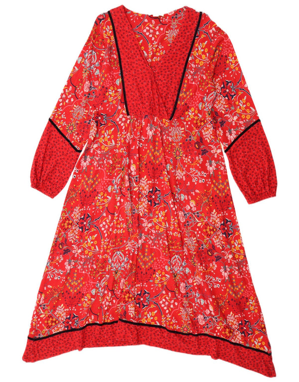Monsoon Womens Empire φόρεμα UK 16 Μεγάλο κόκκινο φλοράλ βαμβακερό