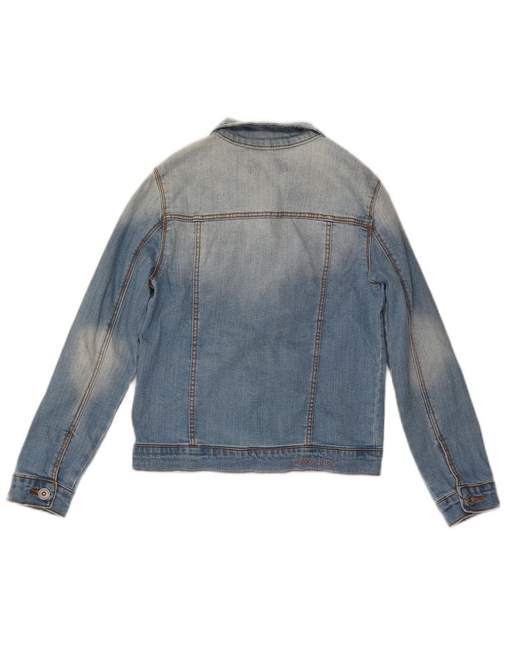 ZARA Girls Distressed Denim Jacket 9-10 Years Blue Cotton
