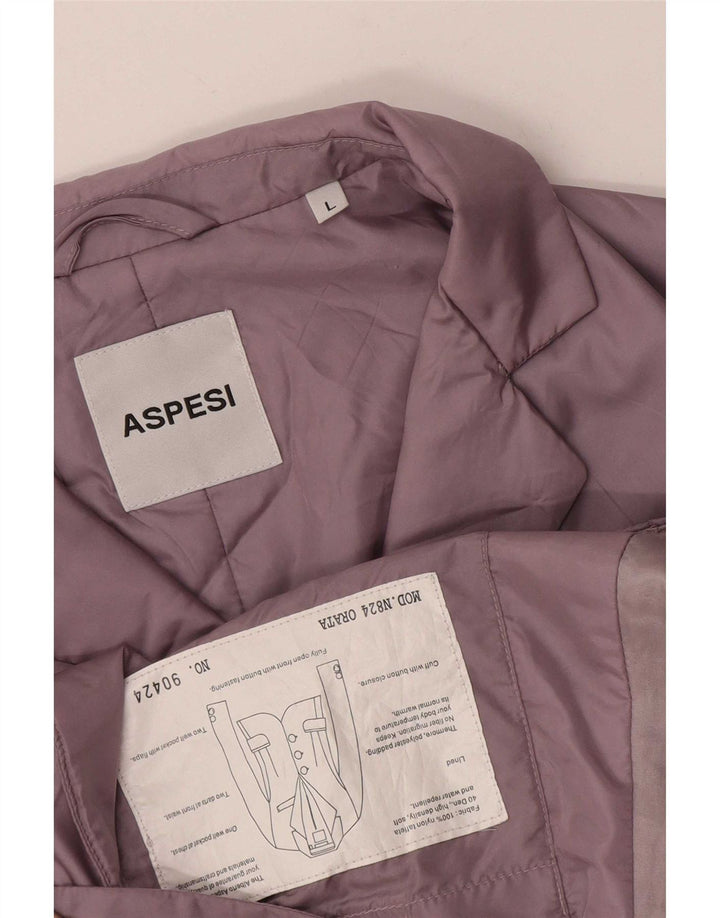 Aspesi Veste blazer rembourrée à 3 boutons pour femme UK 14 Large Violet Nylon