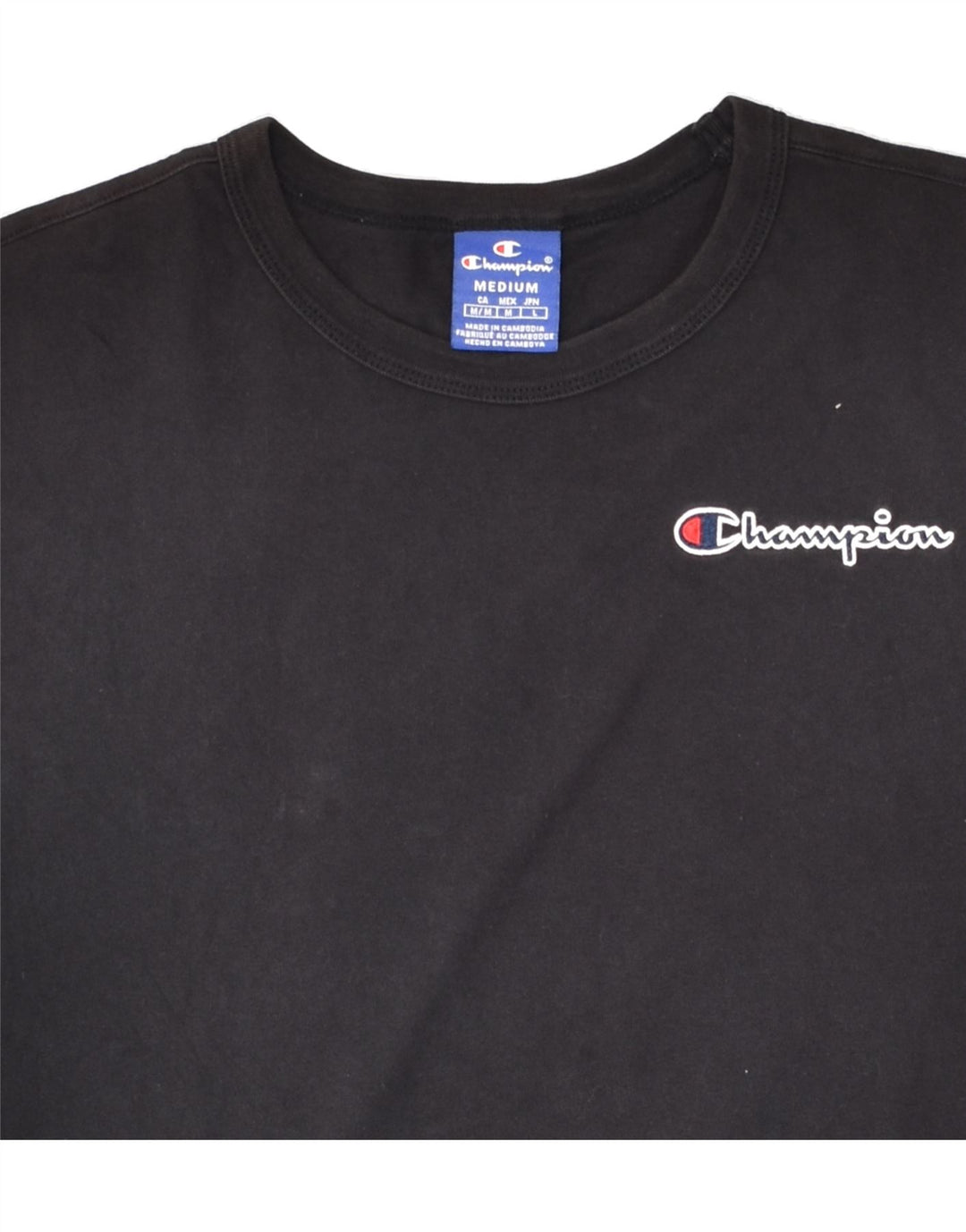 CHAMPION Womens Graphic T-Shirt Top UK 12 Medium Black Cotton | Vintage Champion | Thrift | Second-Hand Champion | Used Clothing | Messina Hembry 