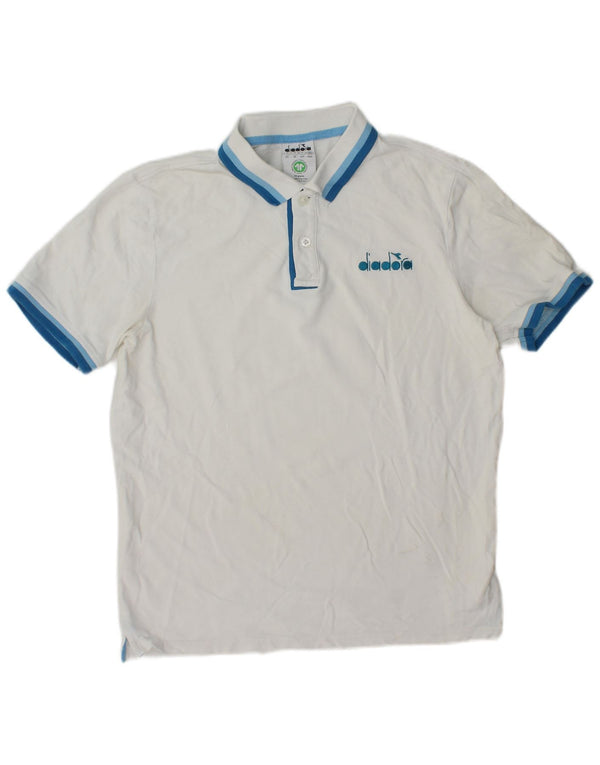 Polo Diadora Uomo Cotone Rigato Medio Bianco