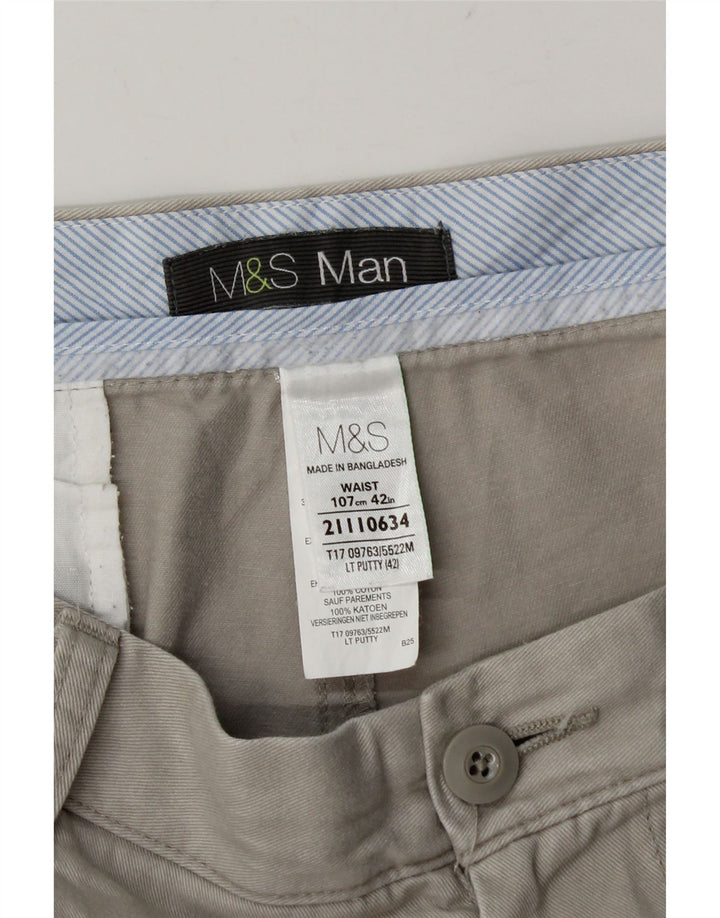 Marks & Spencer Mens Chino Shorts W42 2XL Grey Cotton
