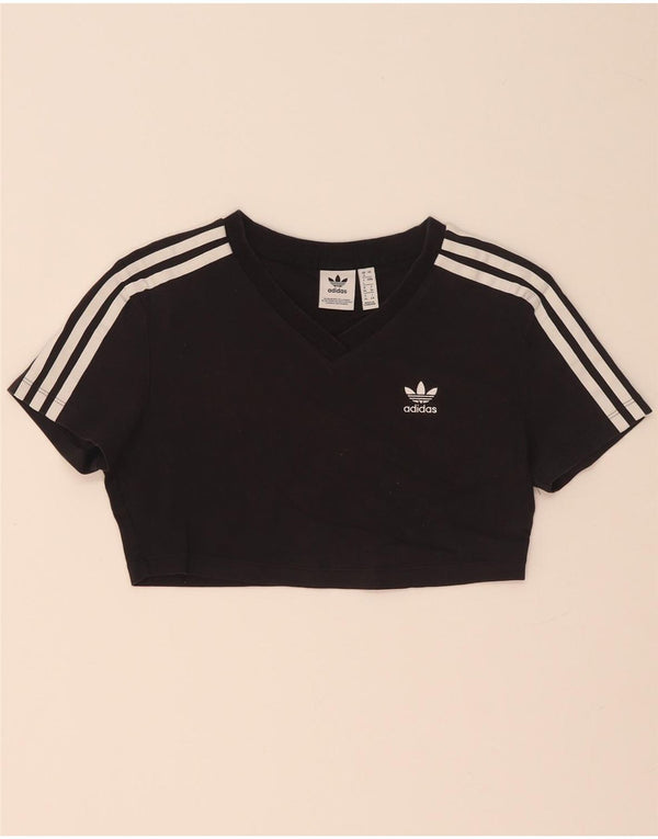 Adidas Womens Crop T-Shirt Top UK 8 Small Black Bomuld