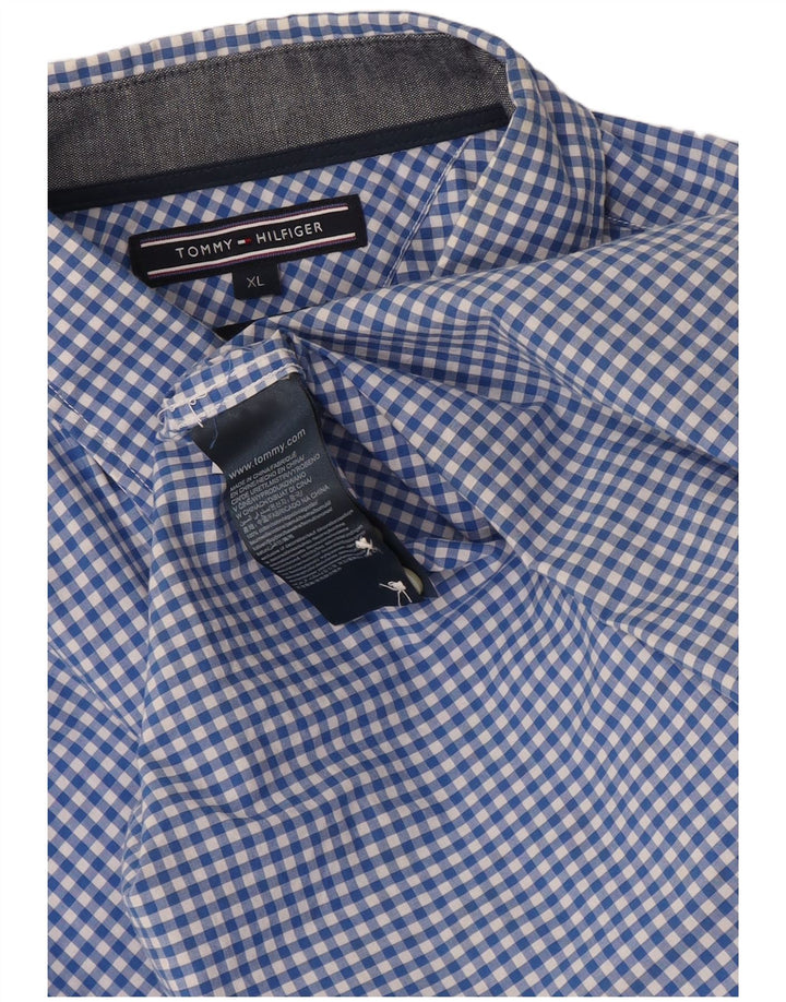 Tommy Hilfiger Mens Shirt XL Blue Gingham Cotton
