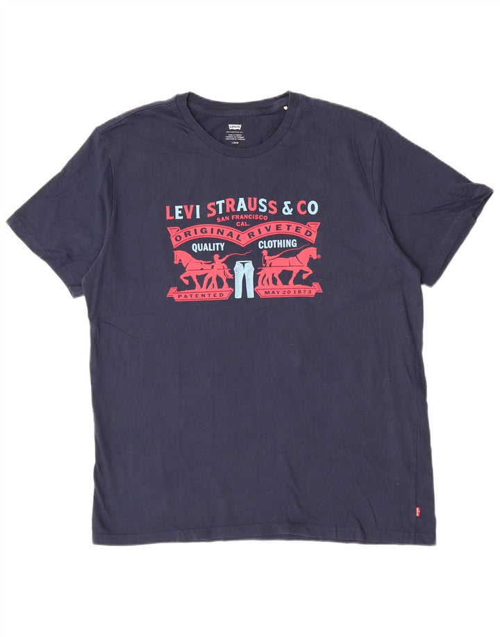 Levi's Mens Graphic T-Shirt Top Large Navy Blue Cotton