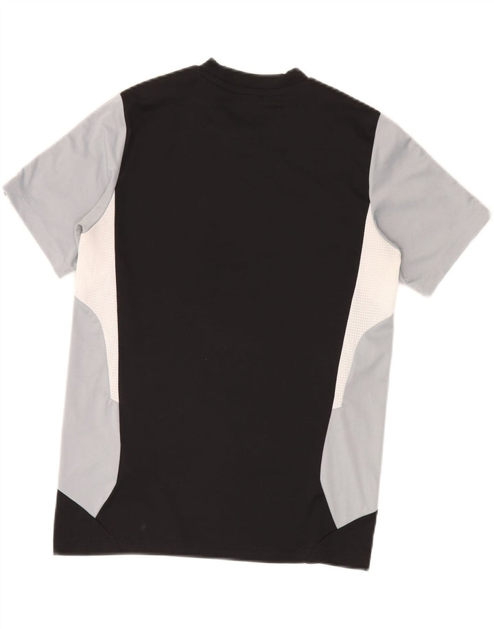 ADIDAS Boys Climacool T-Shirt Top 13-14 Years Black Colourblock Polyester