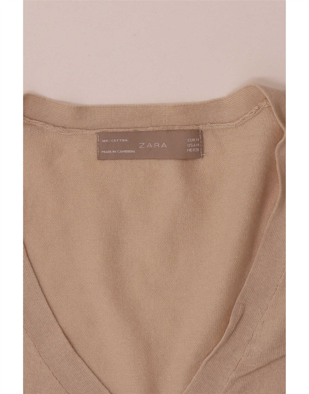 Zara Womens Cardigan Sweater UK 12 Medium Beige Cotton