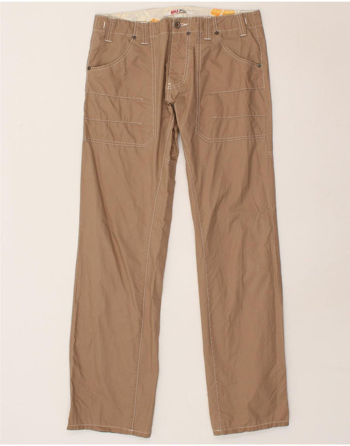 RIFLE Womens Straight Casual Trousers W33 L34  Brown Cotton Vintage Rifle and Second-Hand Rifle from Messina Hembry 
