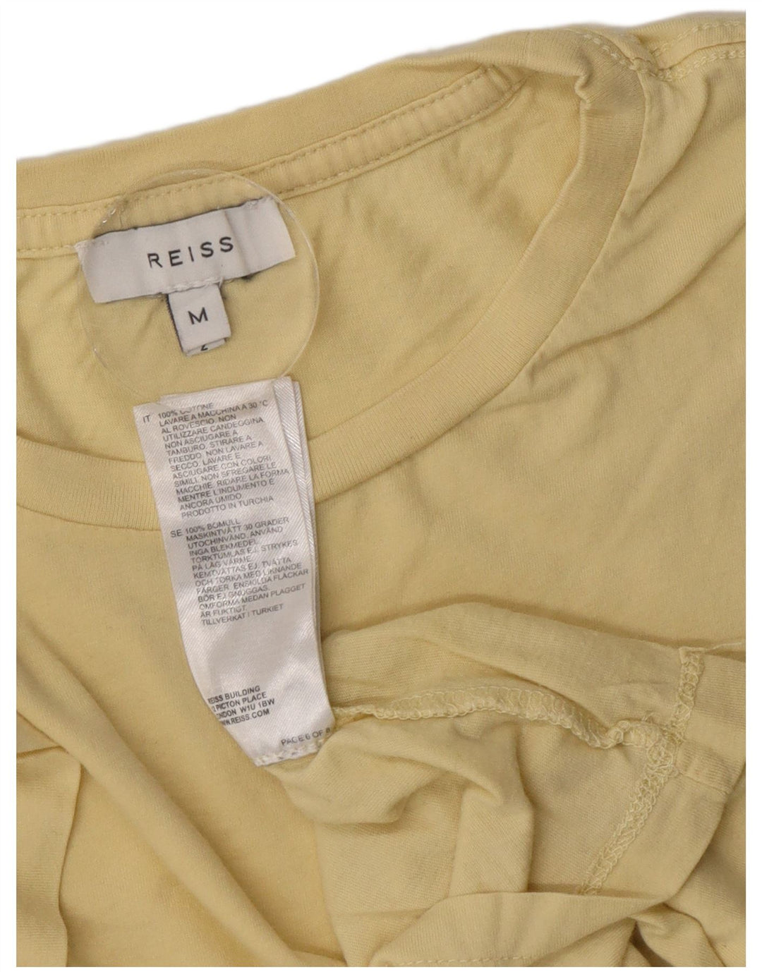 Reiss Herren T-Shirt Top mittelgelbe Baumwolle