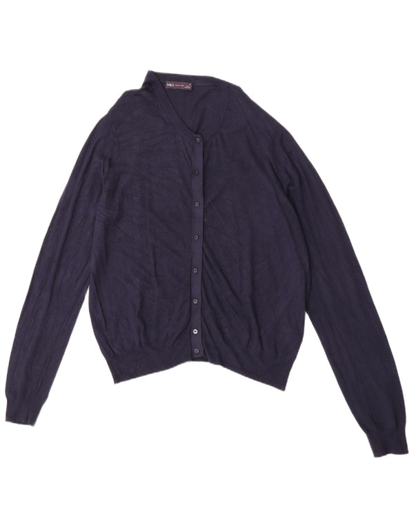 Marks & Spencer Pull Cardigan pour Femme UK 16 Large Bleu Marine Viscose