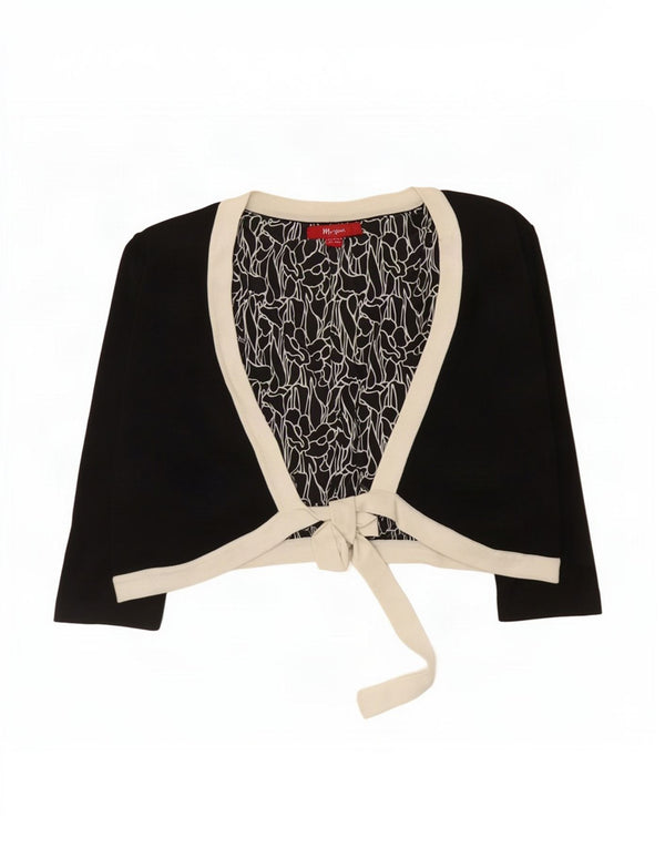 Monsoon Damen-Cardigan mit 3/4-Ärmeln, bauchfrei, Gr. 14, Größe L, Schwarz, Farbblock