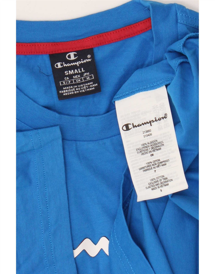 Champion Mens Graphic T-Shirt Top Small Blue Cotton