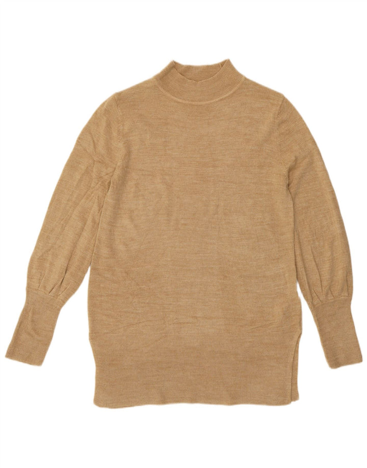 MARKS & SPENCER Womens Turtle Neck Jumper Sweater UK 12 Medium Beige