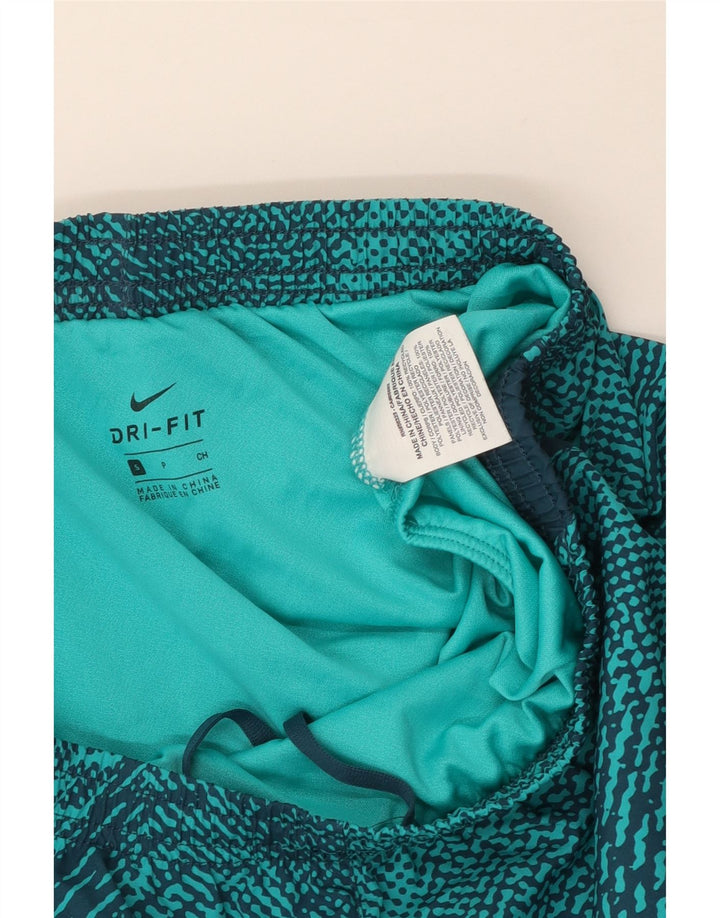 NIKE Womens Dri Fit Sport Shorts  UK 10 Small  Blue Geometric Polyester