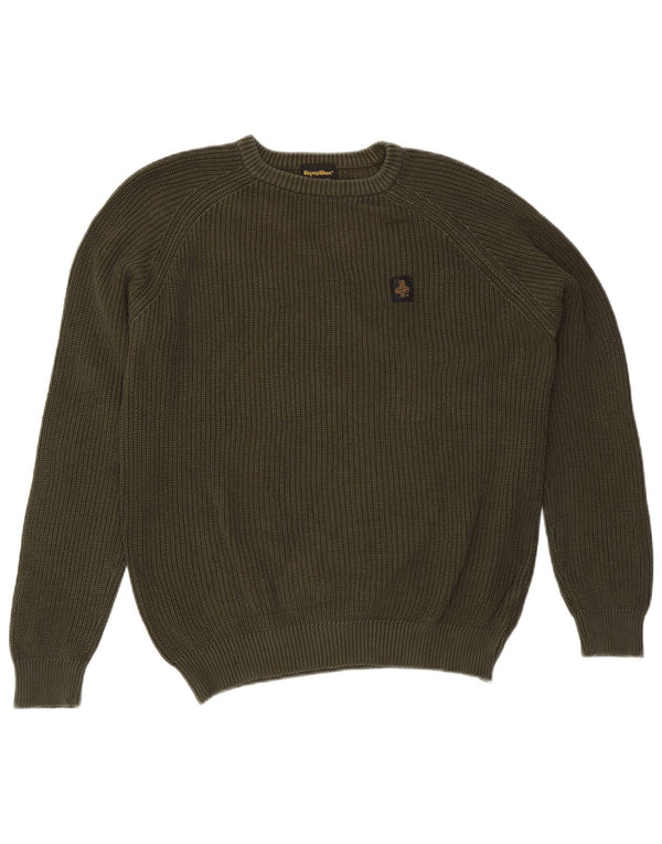 Refrigiwear Herre Crew Neck Jumper Sweater 2XL Khaki Bomuld