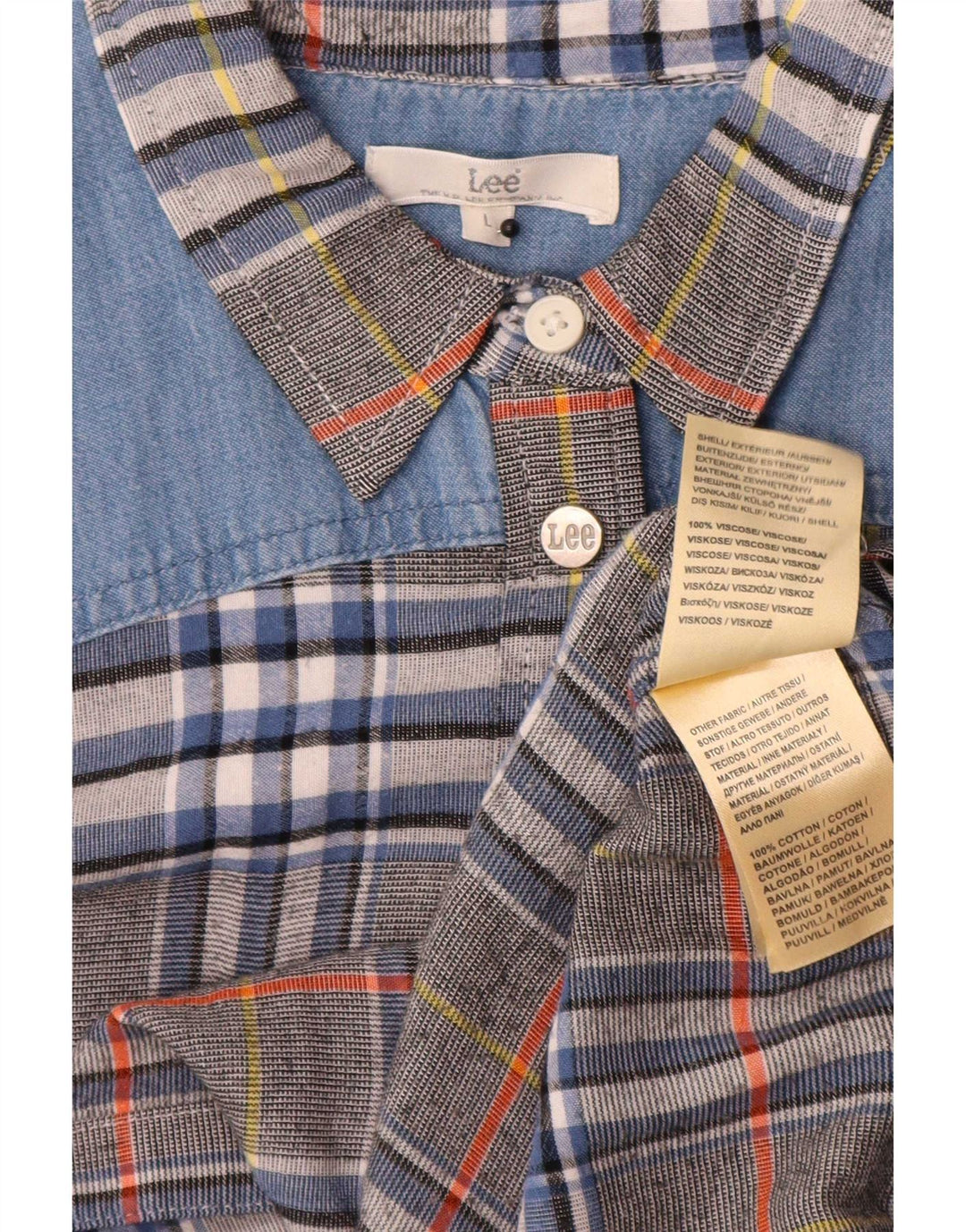 Lee Womens Flannel Shirt UK 16 Large Grey Plaid Viscose