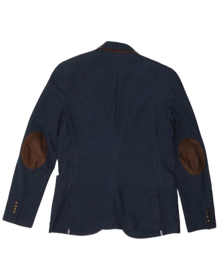 Zara Herre 2-knaps blazerjakke EU 52 Stor marineblå polyester