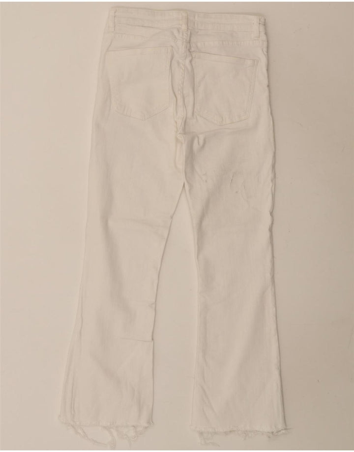Zara Womens Crop Bootcut Jeans EU 38 Small W28 L26 White Bomuld