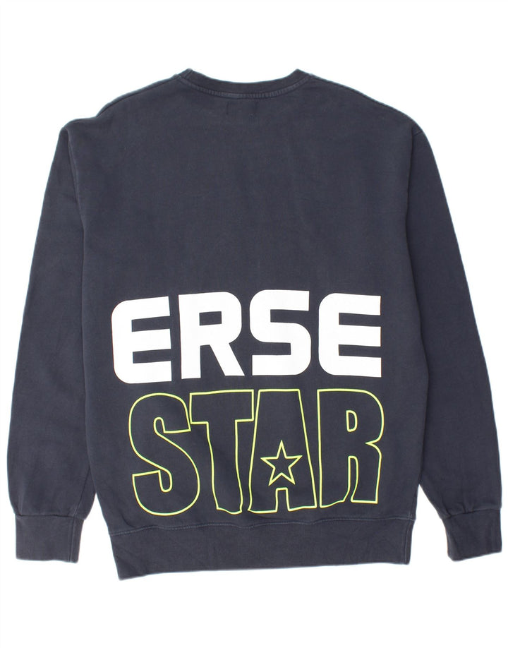 CONVERSE Mens Graphic Sweatshirt Jumper Large Navy Blue Cotton