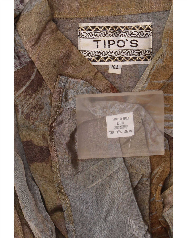 Tipo' S Mens Abstract Pattern Shirt XL Grey Viscose