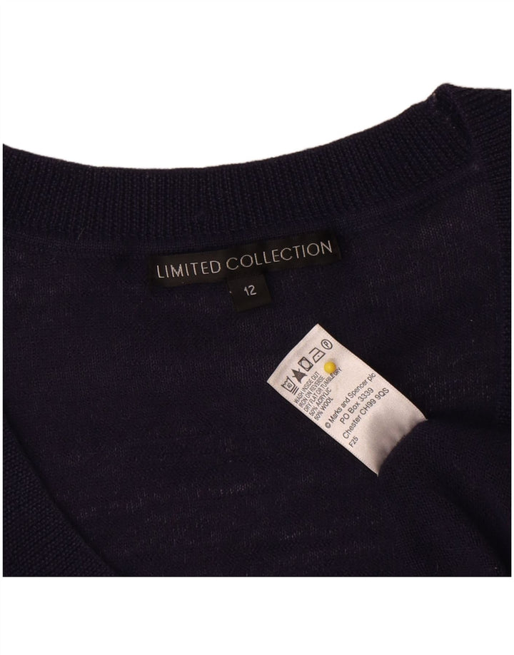 Marks & Spencer Dame Boat Neck Jumper Sweater UK 12 Medium Navy Blue