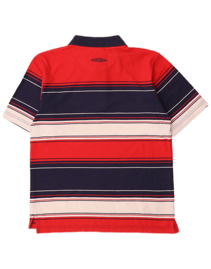 Umbro Mens Polo Shirt UK 35/37 Small Red Striped Polyester