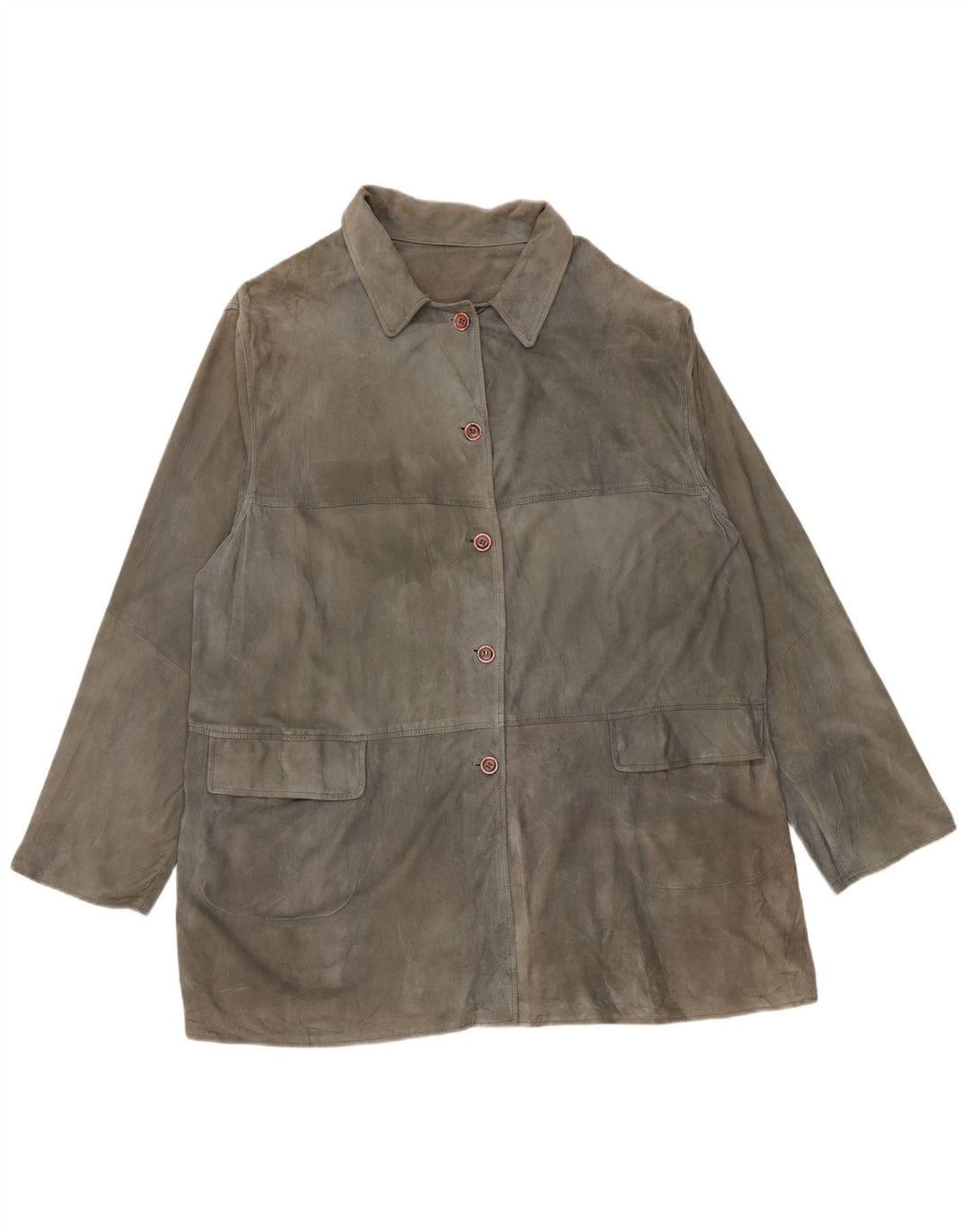 Vintage dame ruskindsjakke UK 20 2XL gråt læder
