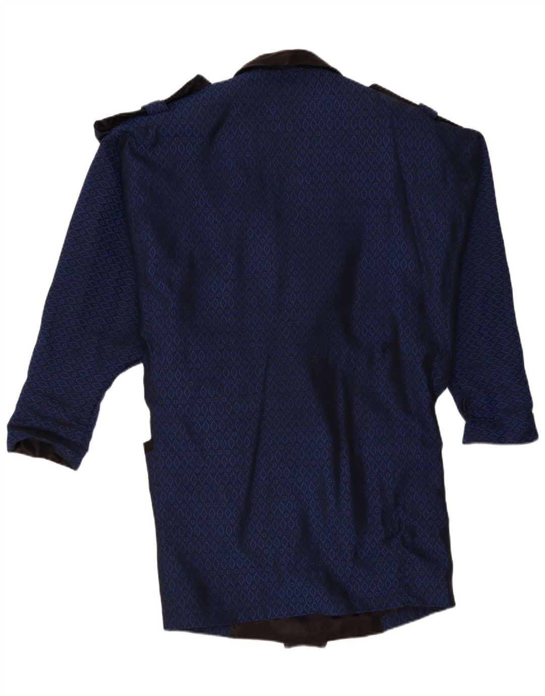 Vintage Womens Double Breasted Coat UK 16 Large Navy Blue Geometric