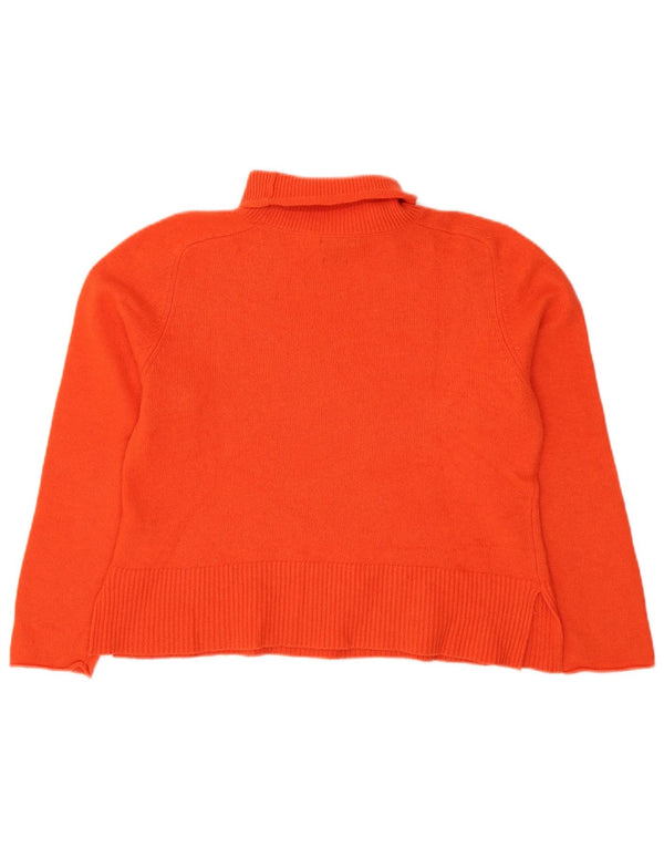 Massimo Dutti Maglione da donna a collo alto corto da donna UK 16 Large in lana arancione