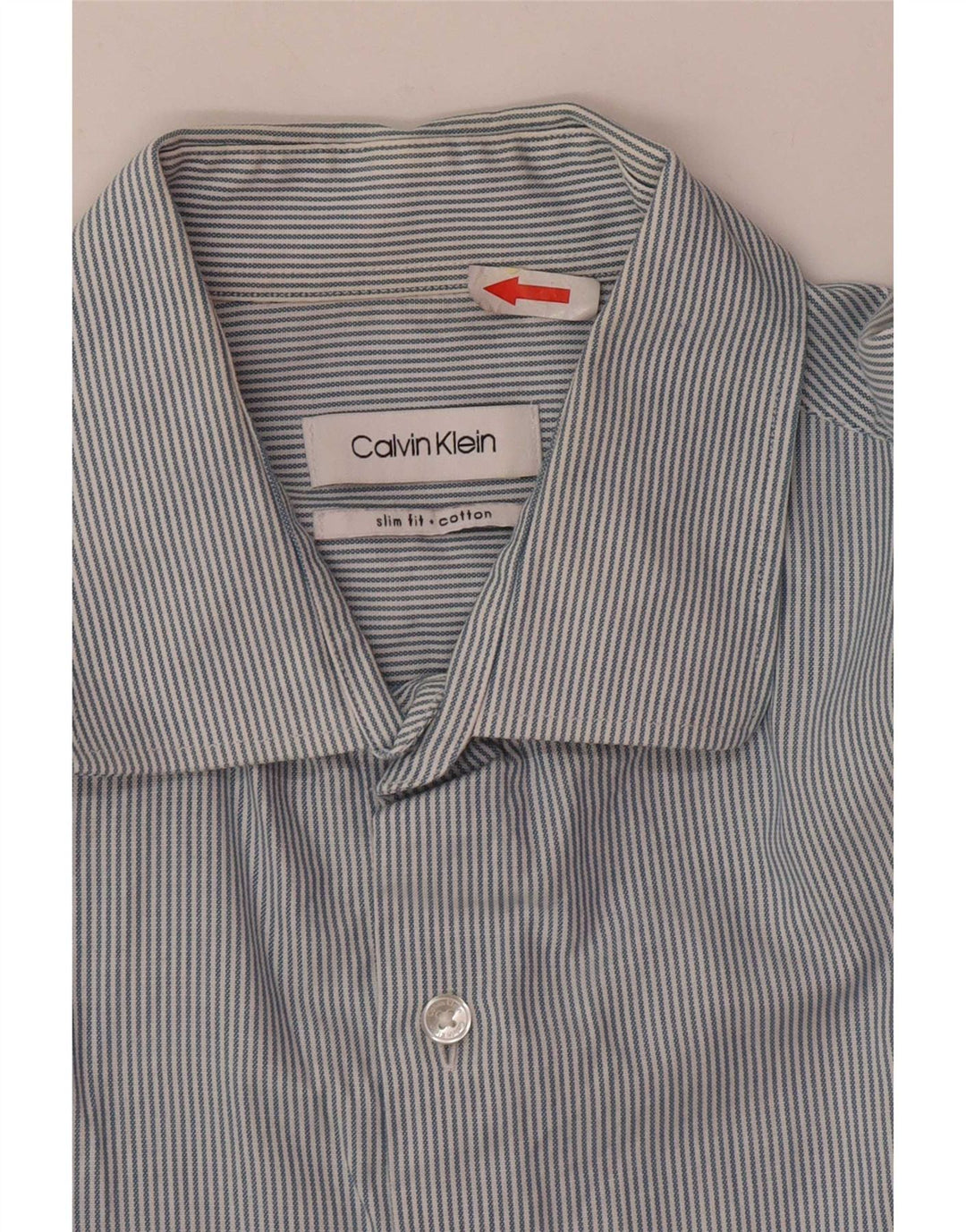 Camicia da uomo Calvin Klein in cotone gessato blu medio