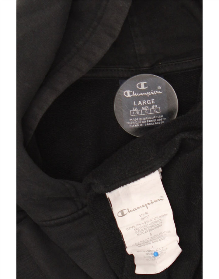 Champion Mens Zip Hoodie Sweater Large Black Cotton