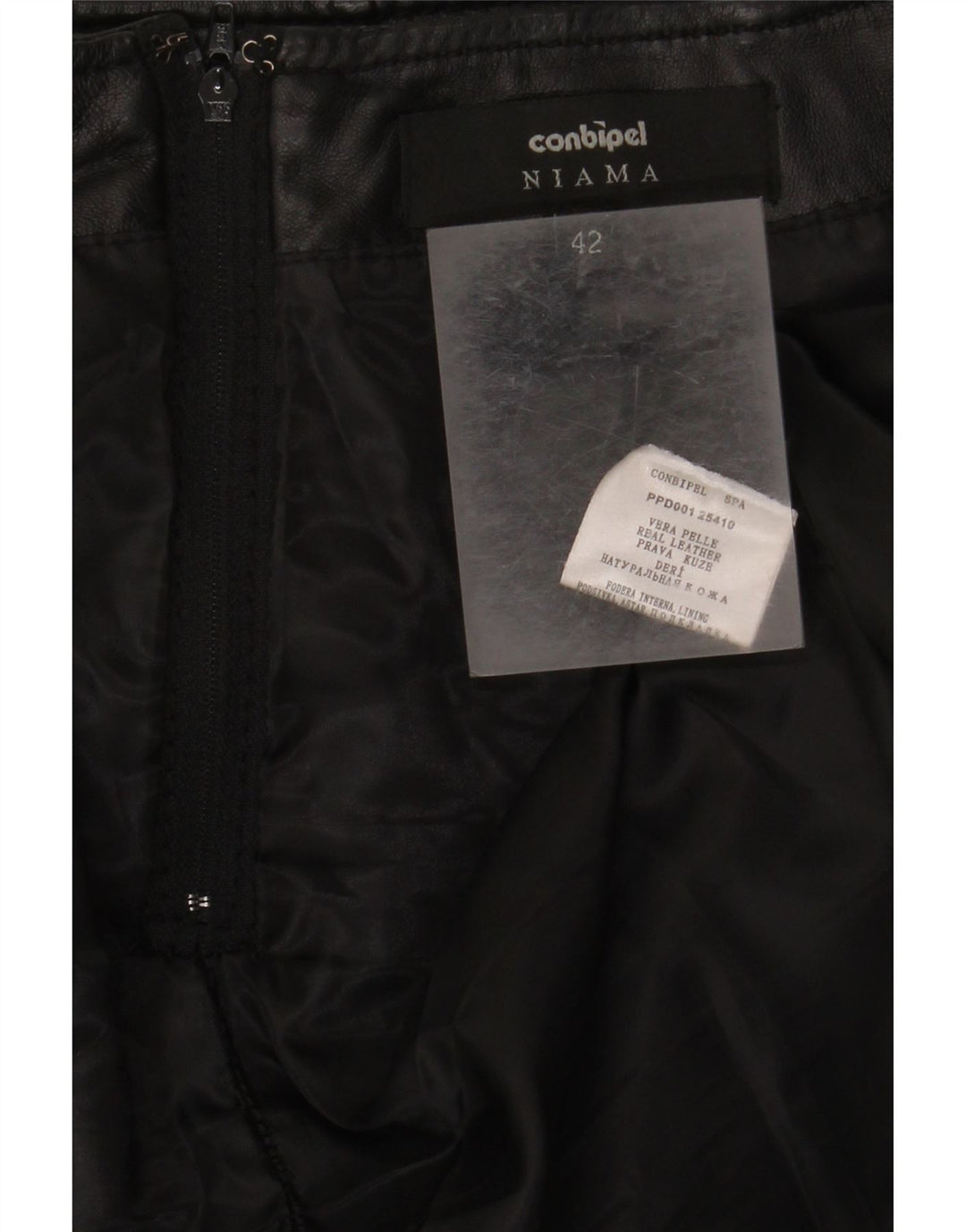 CONBIPEL Womens Niama Leather Skirt IT 42 Medium W32  Black Leather