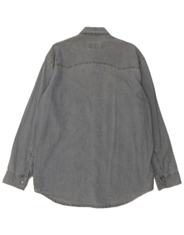 Vintage Mens Denim Shirt Large Blue