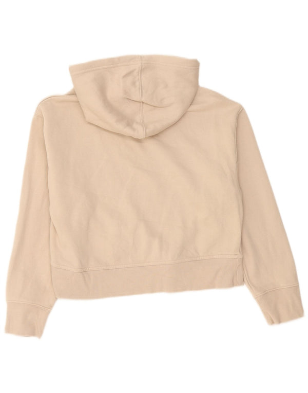 Zara Womens Crop Oversized Hoodie Jumper UK 10 Small Beige Bomuld